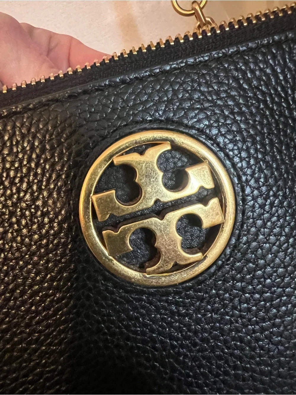 Tory Burch Black Leather Crossbody with Gold Hardware